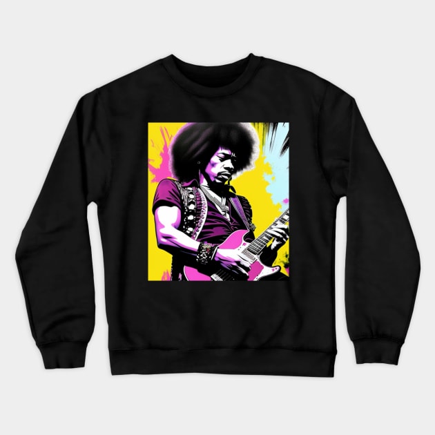 Bass Guitar Player Rock n Roll Retro Vintage Music Crewneck Sweatshirt by musicgeniusart